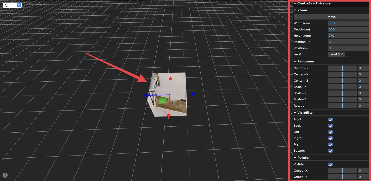 Room parameters panel in 3D View editor