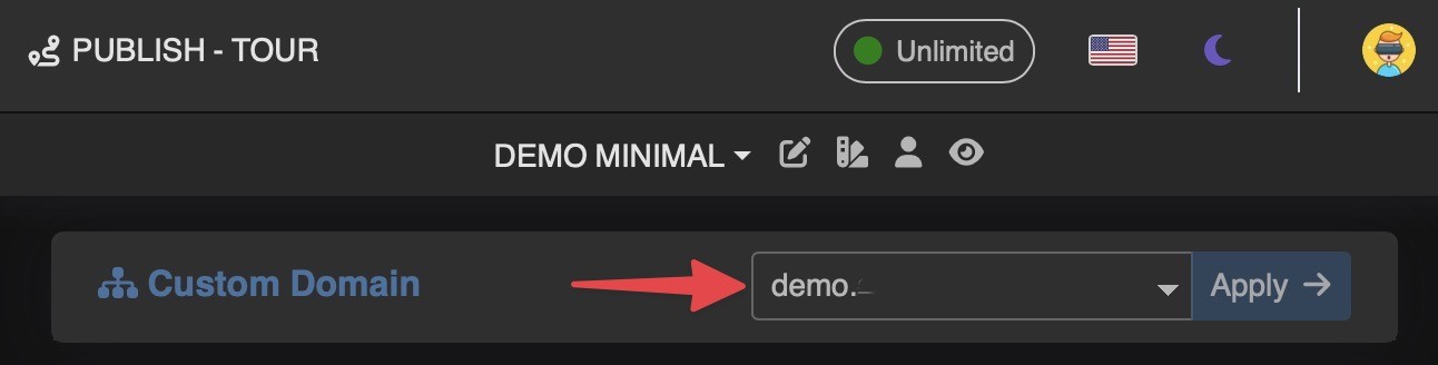 Link custom domain in publish sections