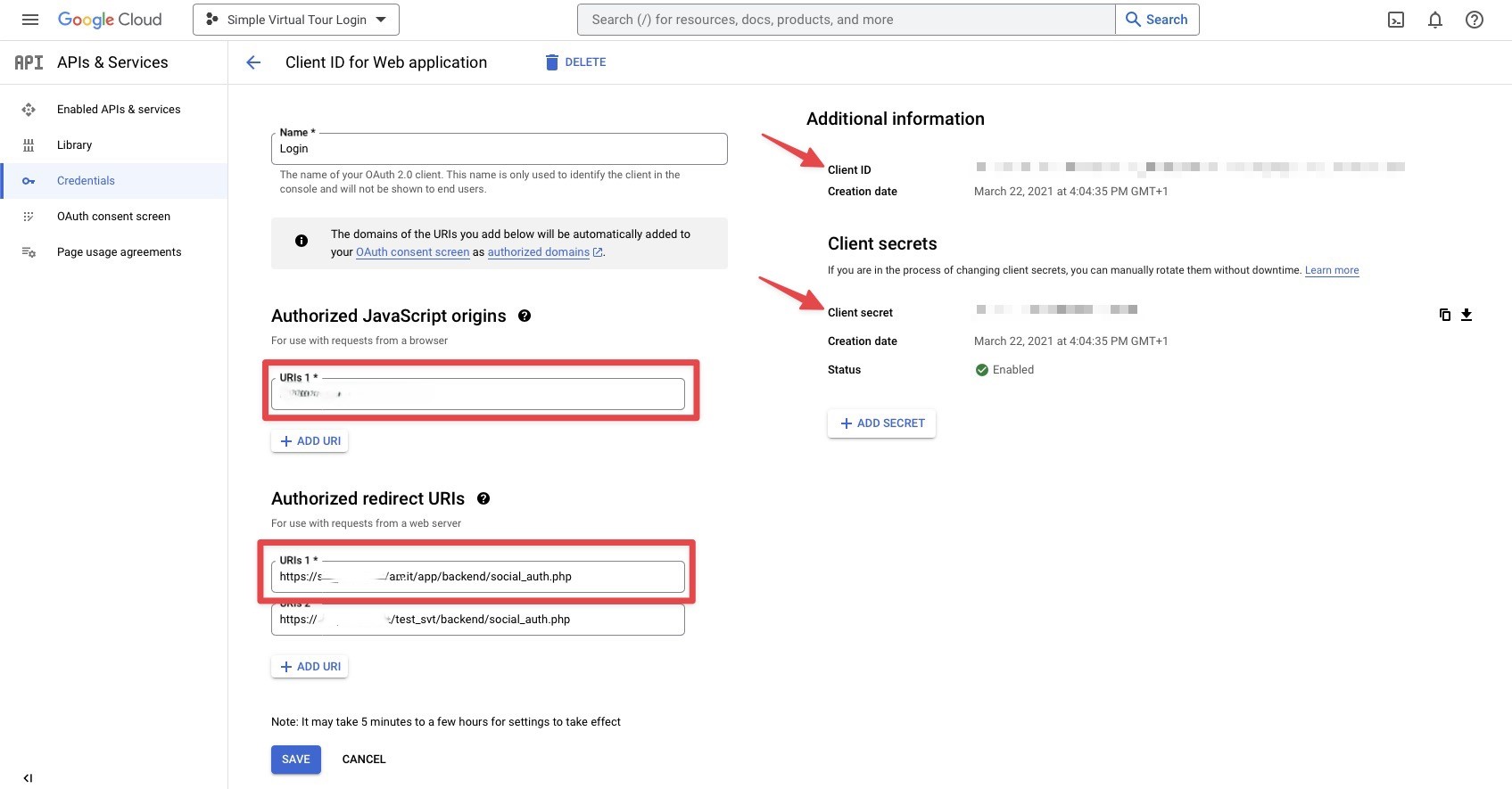 Google OAuth Client ID setup