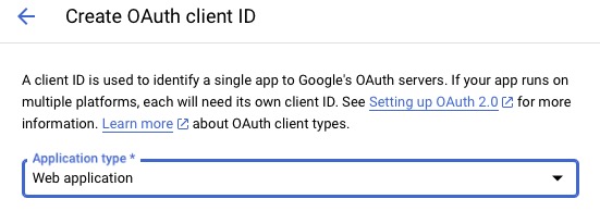 Select Web application type