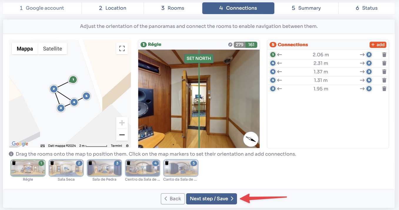 Next step Save after rooms and connections
