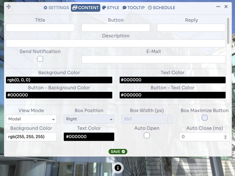POI form builder - fill in form fields and settings