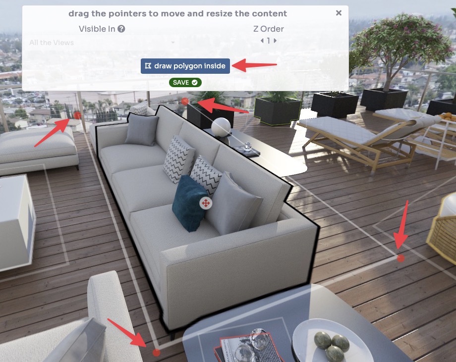 Selection Area - draw polygon inside button