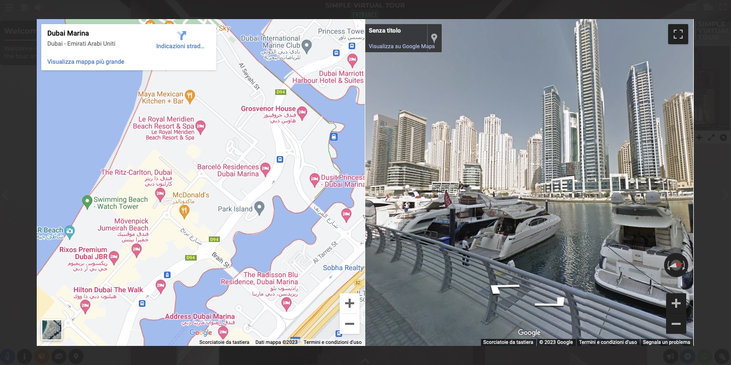 Final result - Google Maps displayed inside the virtual tour