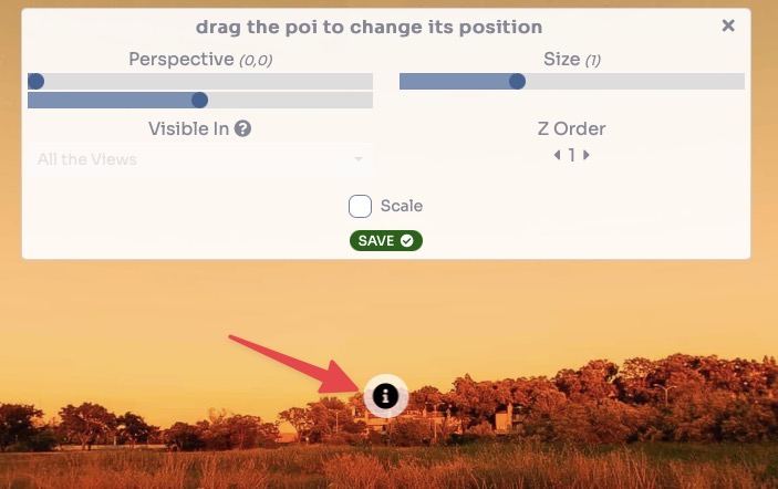 Drag POI Point Clouds icon to reposition it on the panorama