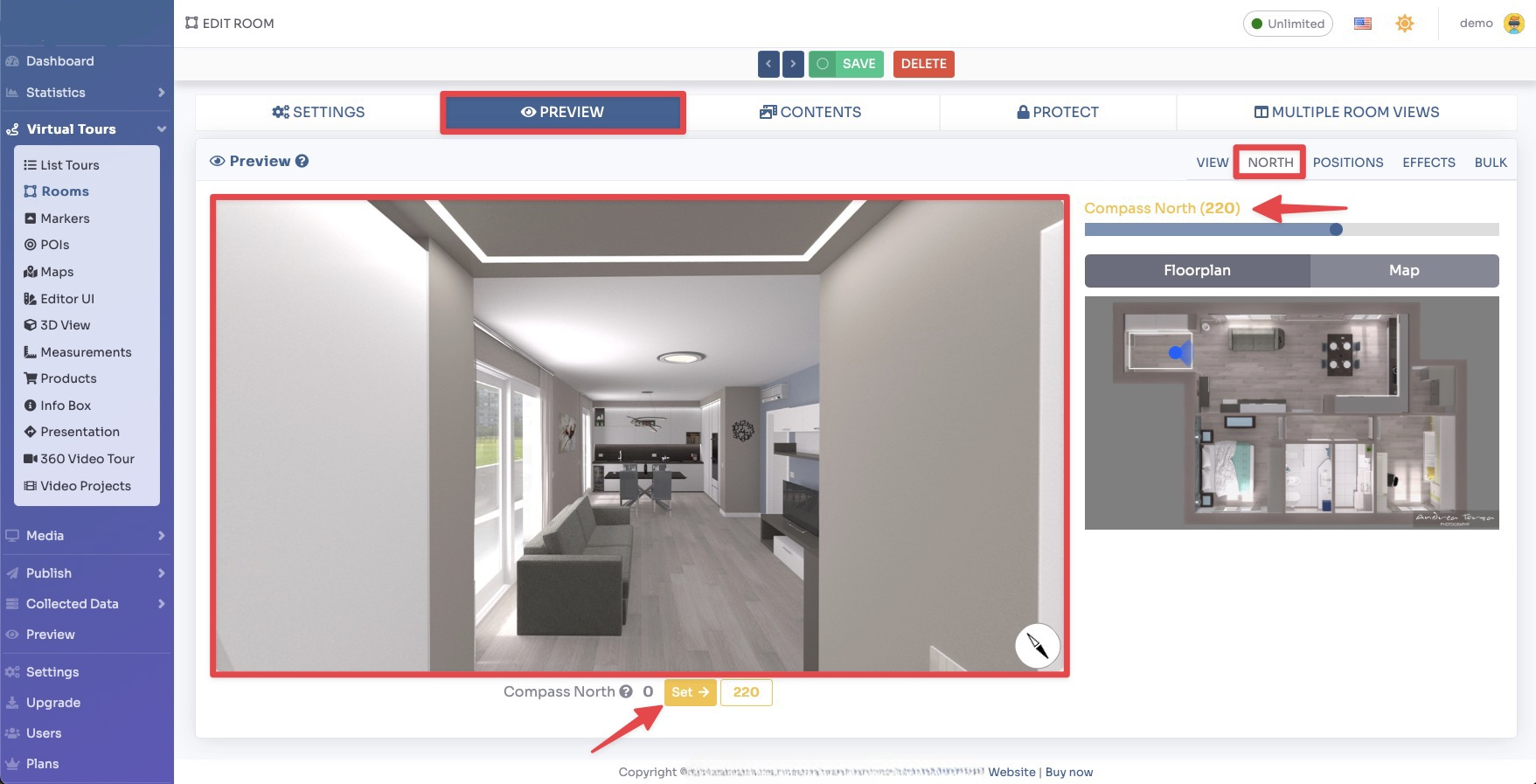 Multiple floorplans for multi-storey building