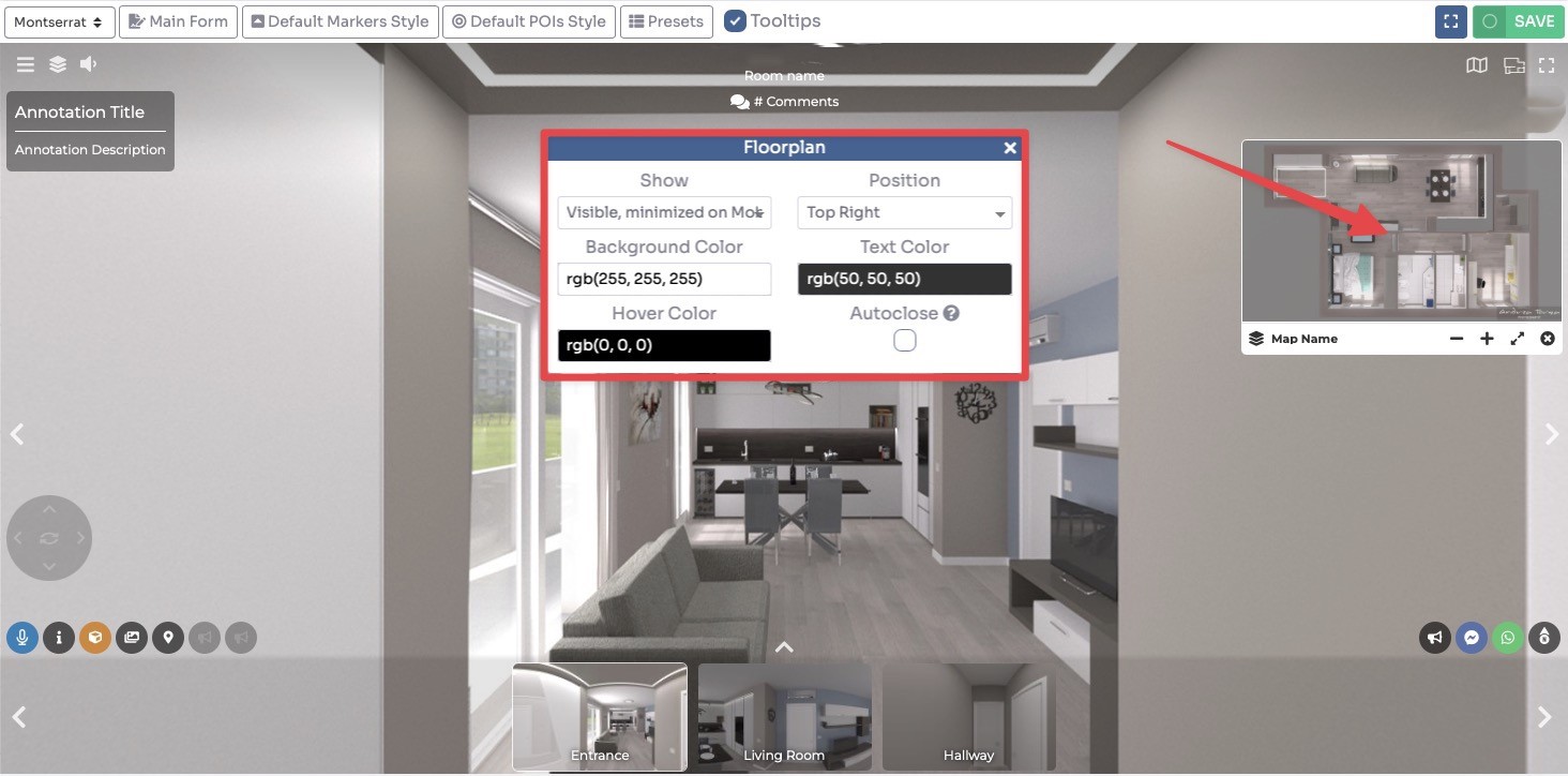 Floorplan visible inside published tour