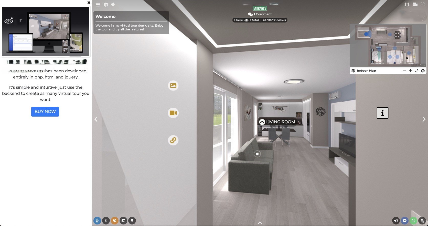 Information Box displayed as a panel in the tour