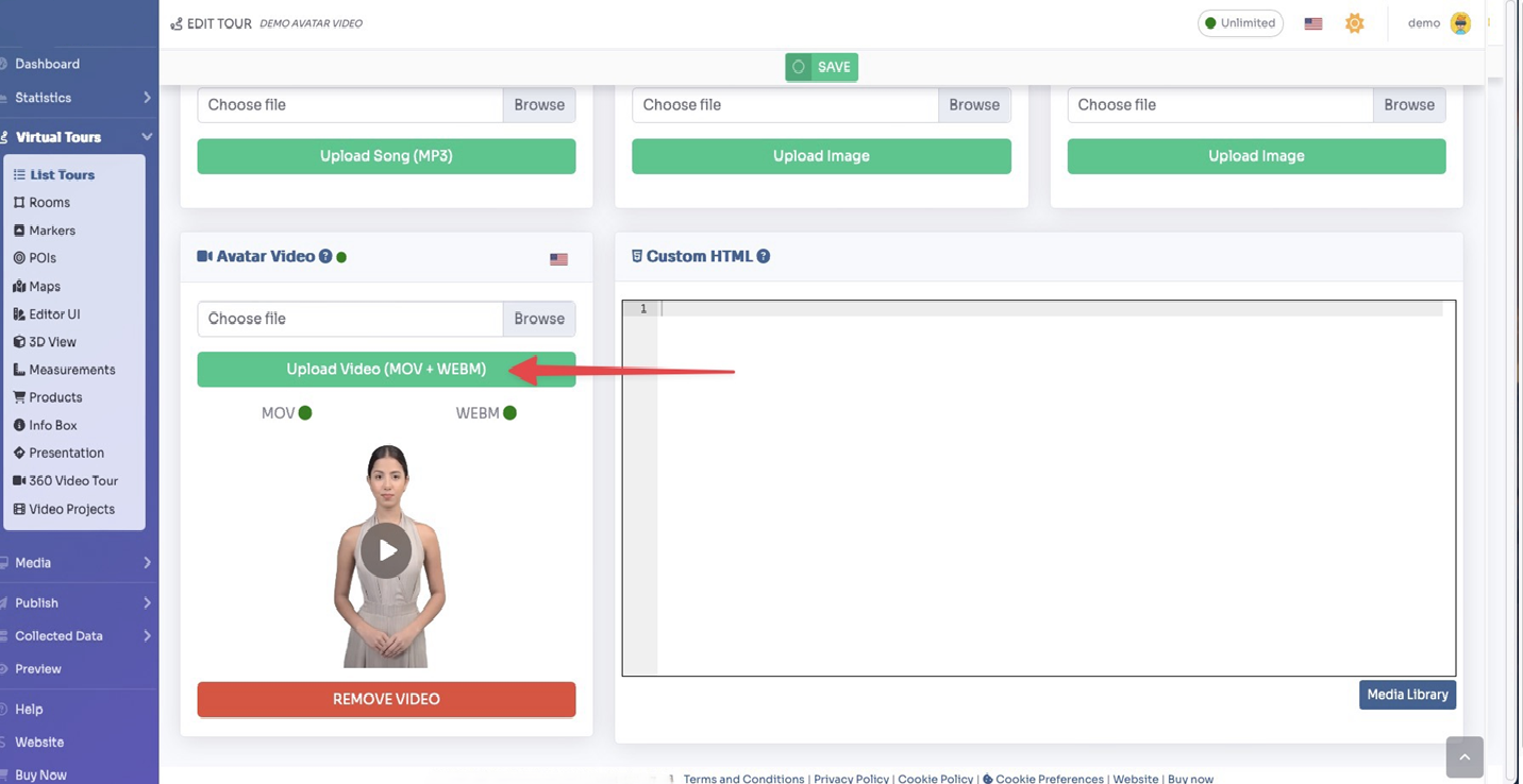Contents / Avatar Video tab